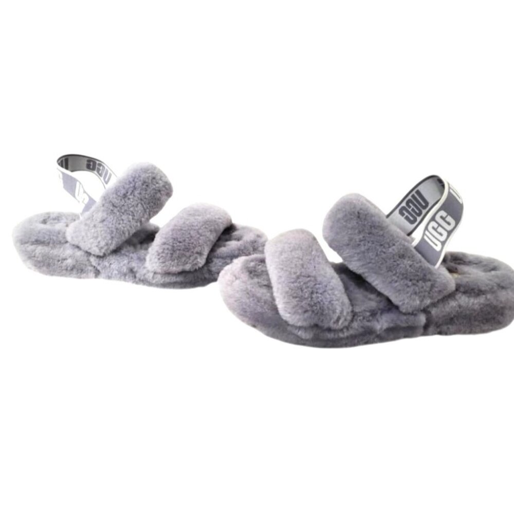 Ugg‎ Women's Size 7 Fluff Yeah Slide Slippers Gray